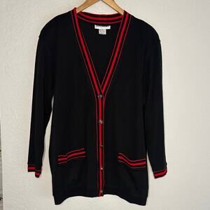 Collegiate Prep Cardigan Sweater Navy Blue Red Academia Clueless Long Pockets